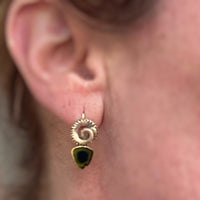 Green Tourmaline & Octopus Tentacle Earrings